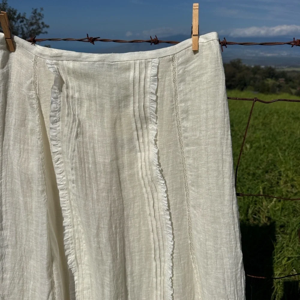 Zara Linen Layered Gauzey Midi Skirt ZW Collection boho chic Cream NWT L - Picture 6 of 8